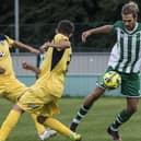 Scott Jones, right, made his AFC Portchester debut in the FA  Vase home loss to Phoenix Sports. Picture by Tommy McMillan