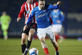 Pompey's Ryan Williams was adamant he was fouled by Aiden McGeady moments before Sunderland's second goal in their 2-0 win at Fratton Park. Picture: Joe Pepler