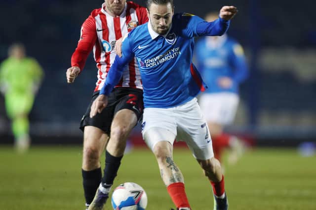 Pompey's Ryan Williams was adamant he was fouled by Aiden McGeady moments before Sunderland's second goal in their 2-0 win at Fratton Park. Picture: Joe Pepler