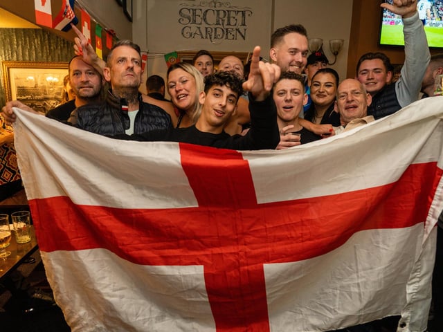 Optimistic England fans during the first half against France in the Leopold Tavern in Southsea. Picture: Matthew Clark