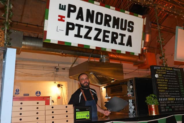 Vince Capasso - who runs Panormus Pizza - is one of the original vendors at Outside-In food court, opening in June 2019. Picture: Alex Shute.
