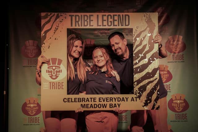 THE TRIBE entertainment team at Hayling Island (left to right) Hazel Mallinson, Elysia Sheridan and Duncan Clarke.