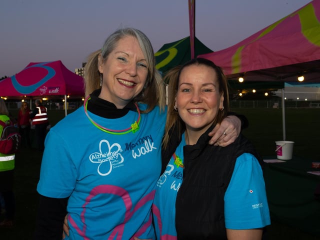 Sarah Beard and Claire Bayly came to Castle Field, Southsea to take part in the Alzheimers Society Glow Walk on Friday evening. Photos by Alex Shute