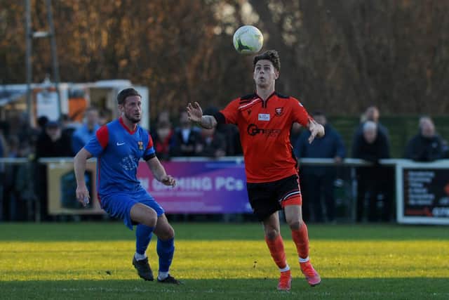 Action from Portchester's 4-1 Wessex derby win over Fareham. Picture by Sarah Standing