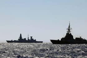 L-R  HMS Duncan and ESPS Mendez Nunez F-104 viewed from FS Surcouf. Picture: PO Phot Lee Blease.