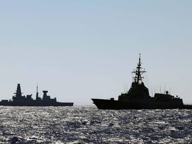 L-R  HMS Duncan and ESPS Mendez Nunez F-104 viewed from FS Surcouf. Picture: PO Phot Lee Blease.