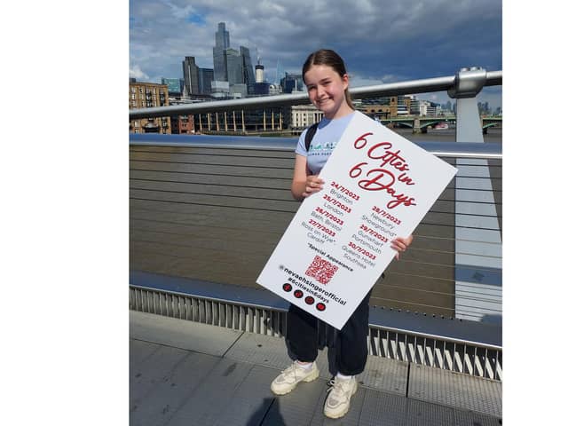 Nevaeh Dunmore, 14, from Horndean, performed a "six cities in six days" tour to raise money for the autistic school she is ambassador for