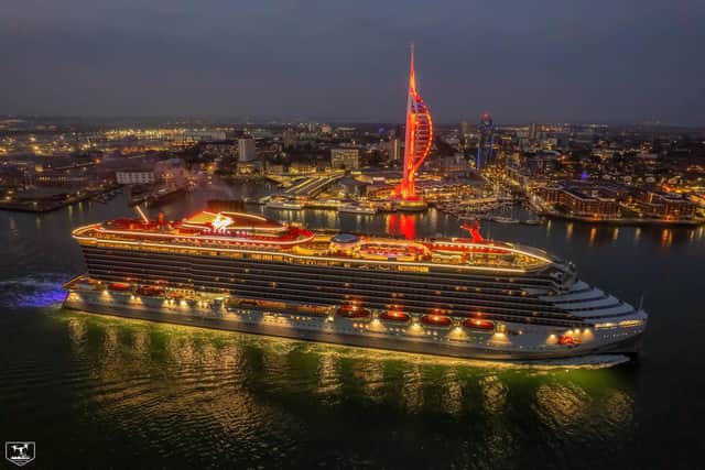Virgin Voyages' Scarlet Lady passes the Spinnaker Tower 

Picture: Dave Aird