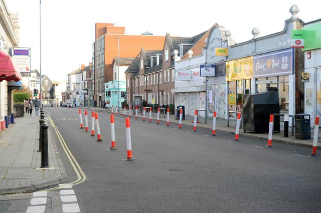 The temporary cycle lane on Elm Grove, Southsea
Picture: Sarah Standing (051120-7893)