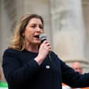 Penny Mordaunt at the Stop Aquind rally in Guildhall Square on April 23 Picture: Chris Moorhouse (jpns 220423-027)