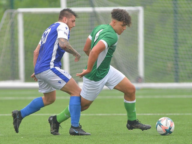 Denmead (blue) v Moneyfields. Picture by Martyn White