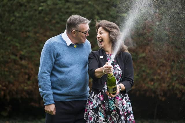 Patrick and Paula Morling from Havant, won one million pound on a Monopoly classic scratchcard. Picture: Camelot/James Robinson