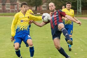 Tom Jeffes, right, scored against his former club as US Portsmouth thrashed Wessex promotion rivals Bemerton 4-1. Picture: Keith Woodland