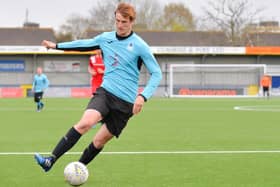 Burrfields striker Jack Palmer scored 10 goals in his side's 17-2 Mid-Solent League hammering of new boys The Old Mill. Picture: Martyn White