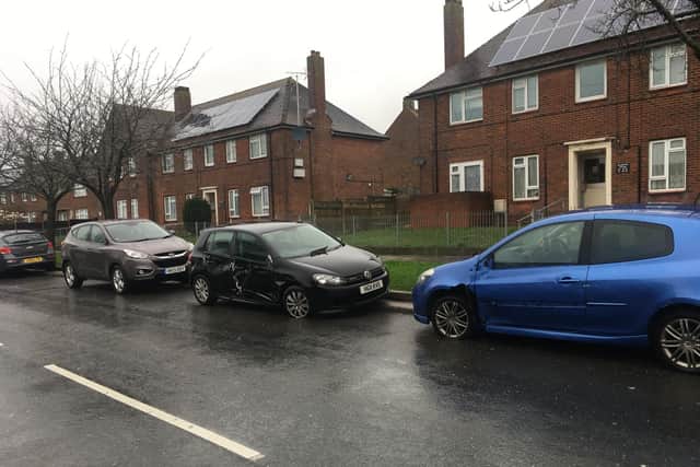 Cars damaged in Allaway Avenue