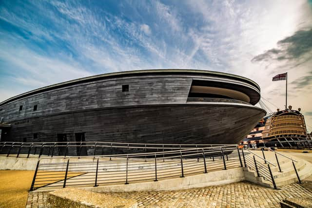 Exterior of The Mary Rose at Portsmouth Historic Dockyard.