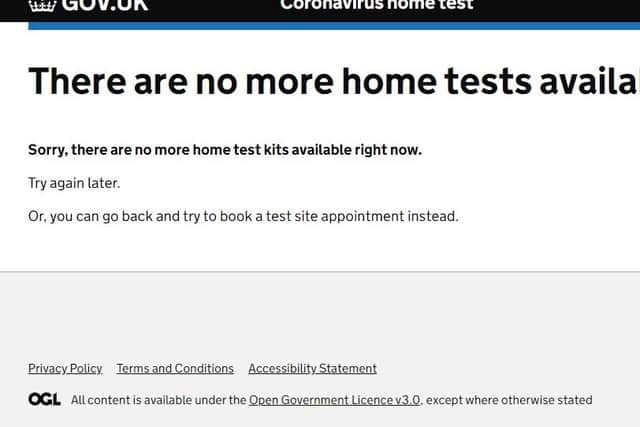 This message is displaying on the government's website.
