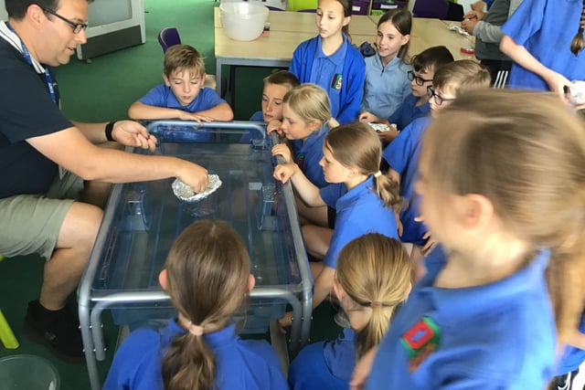 Testing our boat designs.
