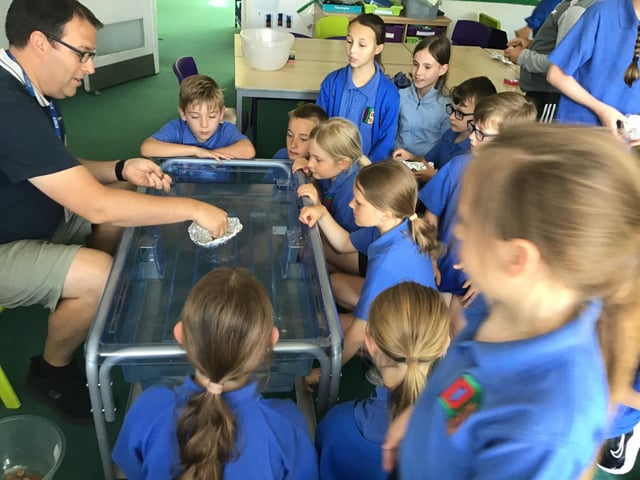 Testing our boat designs.