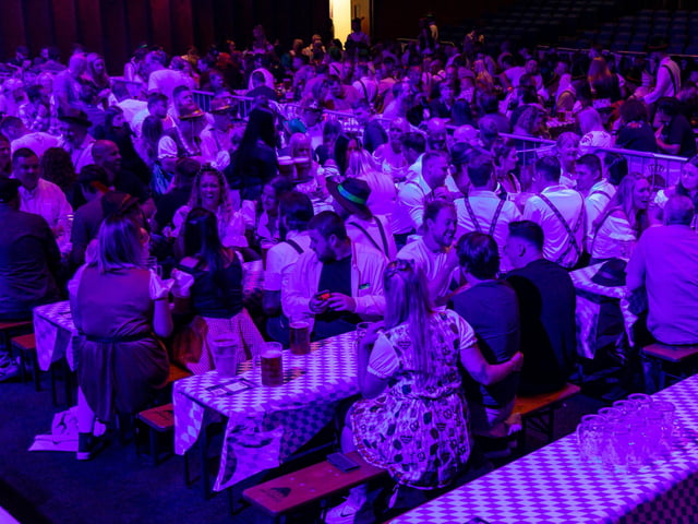 The packed Oktoberfest at the Guildhall. Picture: Mike Cooter (240922)