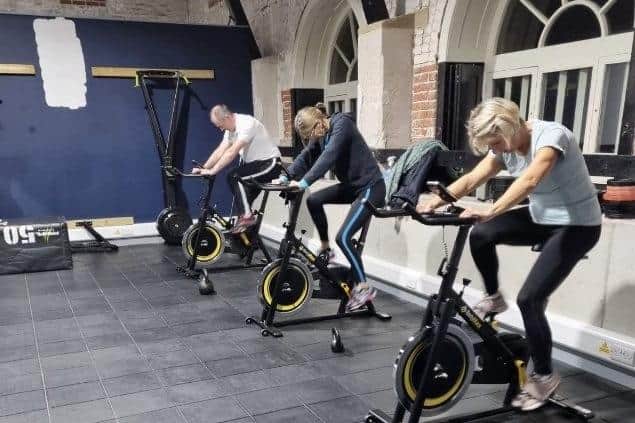 Participants at a Marina Fitness 'exercise for endorphins' class