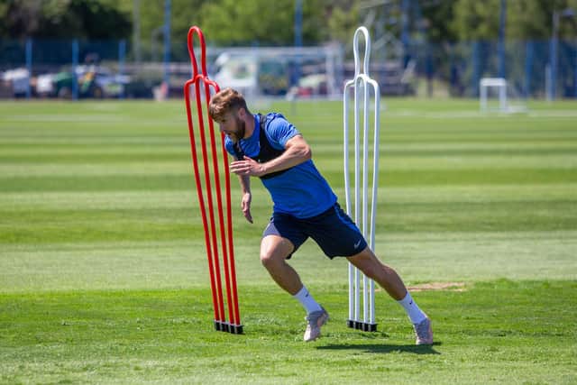 Michael Jacobs on the opening day of a Pompey pre-season - at last. Picture: Habibur Rahman