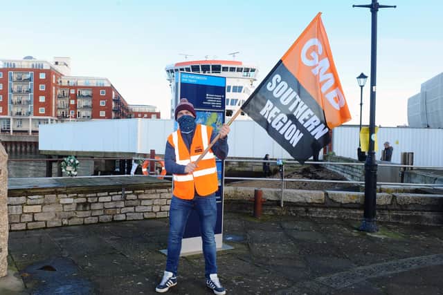 British Gas workers were at various locations around Portsmouth on Friday, January 22 on strike through the GMB Union.Pictured is: Sonny Williams.Picture: Sarah Standing (220121-1464)