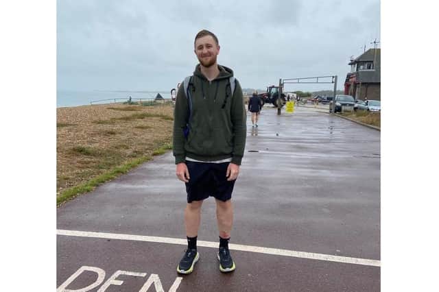 Bailey Atkinson took on a 100-mile ruck march along Stokes Bay to raise money for Sarcoma UK