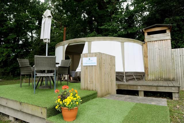 Outside one of the yurts at The Old Dairy Farm, Emsworth. Picture: Sarah Standing.