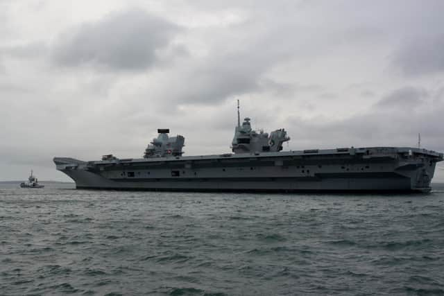 The Royal Navy’s aircraft carrier HMS Queen Elizabeth has docked in Portsmouth with F-35B jets on board. (Photo: Ben Mitchell/PA Wire) 