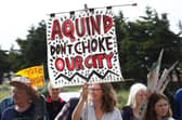 The 'Let's Stop Aquind' walking protest against Aquind pictured starting at the Fort Cumberland car park in Eastney.
Pictured is general views of the event taking place.
Picture: Sam Stephenson