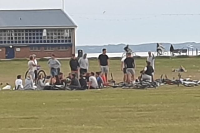 Huge groups of people gather on Southsea Common, breaking strict lockdown measures in place to prevent the spread of the coronavirus.