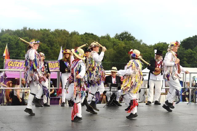 Morris dancers take to the stage at Wickham Festival on Thursday, July 31, 2025. Picture: Sarah Standing (310725-1236)