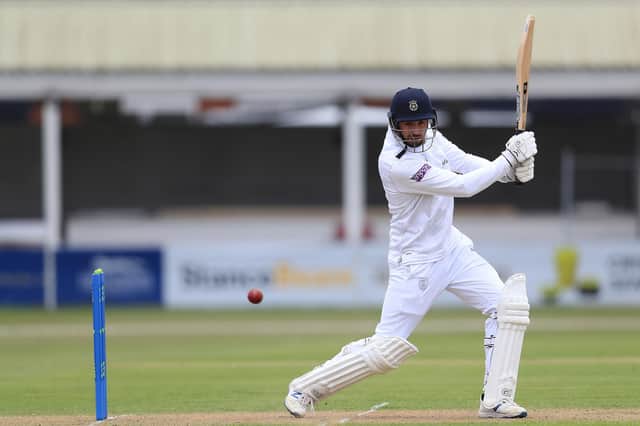 Hampshire's James Vince on his way to 231 in his side's innings victory at Grace Road. Picture: Mike Egerton/PA Wire.