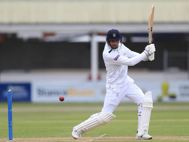 Hampshire's James Vince on his way to 231 in his side's innings victory at Grace Road. Picture: Mike Egerton/PA Wire.