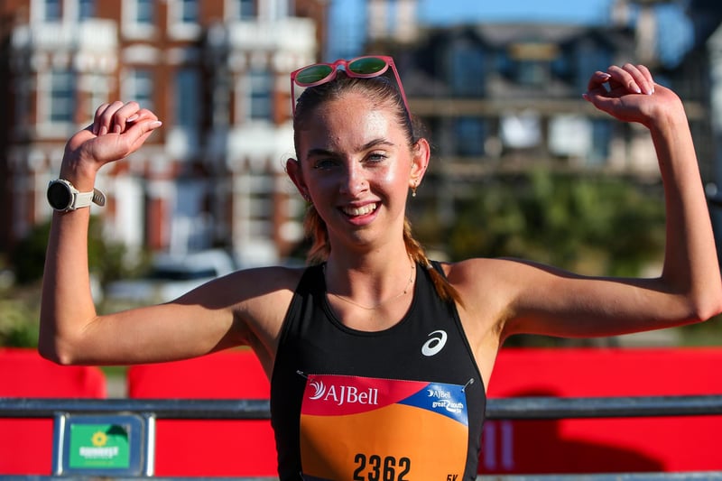 First woman, Annie Mann. 5K. Great South Run events 2023, Saturday 
Picture: Chris Moorhouse (jpns 141023-045)
