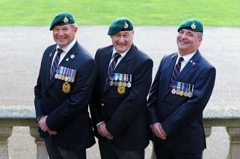 Author Ricky D Phillips launched his book called "The First Casualty - The Untold Story of the Falklands War" at the Royal Marines Museum on the 28th March 2017.
Pictured is: Royal Marine veterans (l-r) Ray Bloye, Mark Gibbs and Nick Williams. Picture: Sarah Standing (170451-8652)