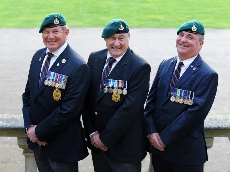 Author Ricky D Phillips launched his book called "The First Casualty - The Untold Story of the Falklands War" at the Royal Marines Museum on the 28th March 2017.
Pictured is: Royal Marine veterans (l-r) Ray Bloye, Mark Gibbs and Nick Williams. Picture: Sarah Standing (170451-8652)