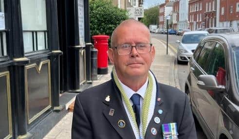 Former HMS Sheffield crewman Simon Westbrook said he was 'very, very honoured' to be part of the parade.