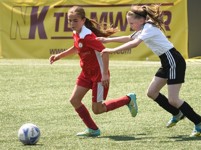 Girls' football action from the Havant & Waterlooville Summer Tournament. Picture: Keith Woodland (030621-86)