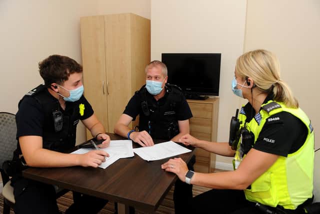 Immigration officer Will Sumner, immigration officer Dave Newcomb and PC Jo Wilson.
Picture: Sarah Standing (180920-4264)