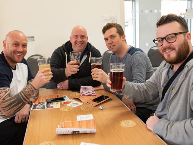 Portchester Beer Festival 2018. Dan Darwin, Mike Child, Mike Bell and Mike Bashforth. Picture: Vernon Nash 180376-005