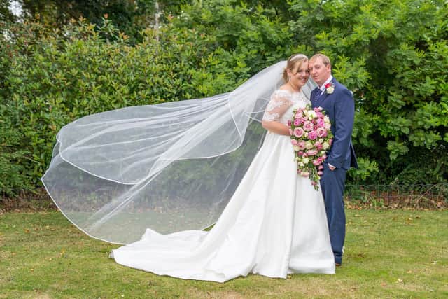 The happy couple on their wedding day. Picture: Carla Mortimer Photography