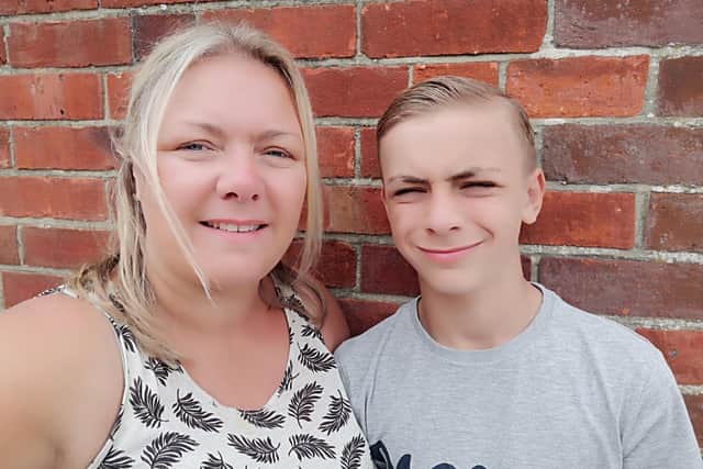 Sophia Benham and son Beau Benham-Wyatt, 11, made a video to thank the teachers at Lyndhurst Junior School