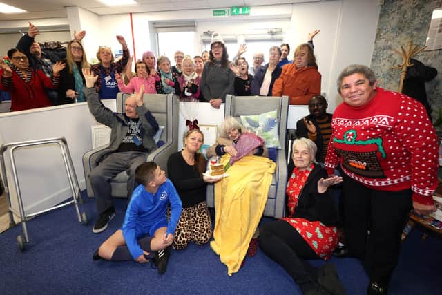 Maisie Smith’s 105th birthday celebration at Spark Community Space organised by her son Rob Bartlett.   Picture: Sam Stephenson.