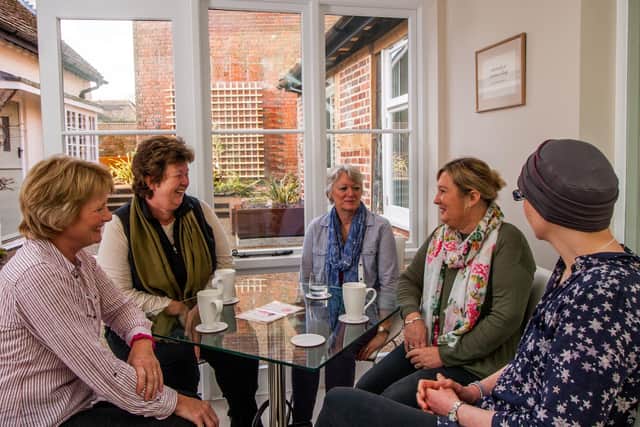 Members of a support group at Breast Cancer Haven, in The Square, Titchfield.