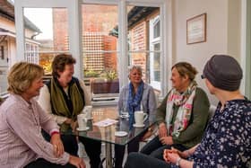 Members of a support group at Breast Cancer Haven, in The Square, Titchfield.