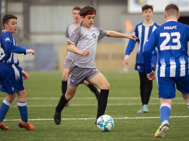 Action from the U15 Campbell McFaull Invitation Cup final between Hayling St Andrews Blue and Hayling St Andrew White. Picture: Keith Woodland (260221-228)
