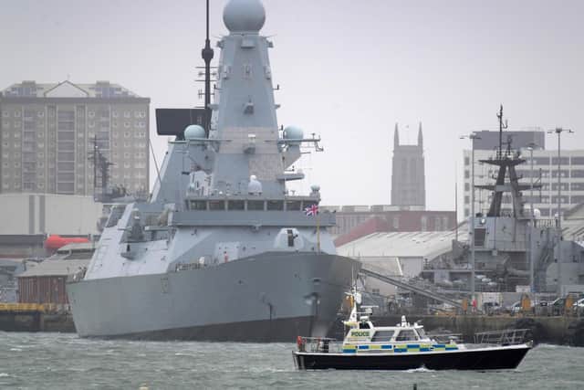 HMS Duncan, a Type 45 destroyer, is seen in Portsmouth Naval Base on February 16, 2022 in Portsmouth, England. Photo: Finnbarr Webster/Getty Images
