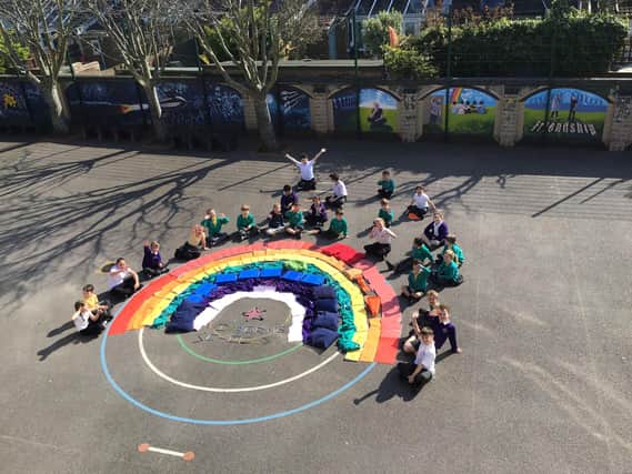 Museums in Portsmouth are asking for items to document the pandemic including photos such as this one of a rainbow created by Wimborne Schools in Southsea Picture: Emma Beecher-Jones